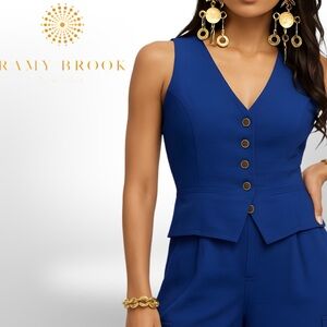 NWT Ramy Brook Emil SNavy Cargo Wide-Leg Pant Sz 4 Cosette Vest Top Sz Small